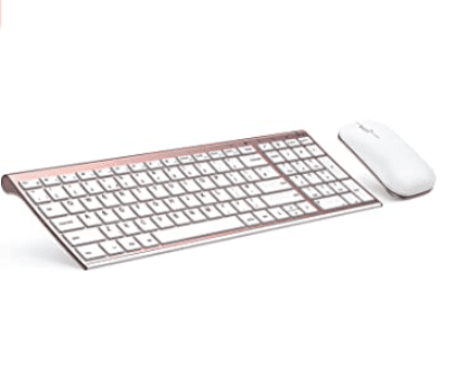 Wireless Keyboard and Mouse in rose gold and white