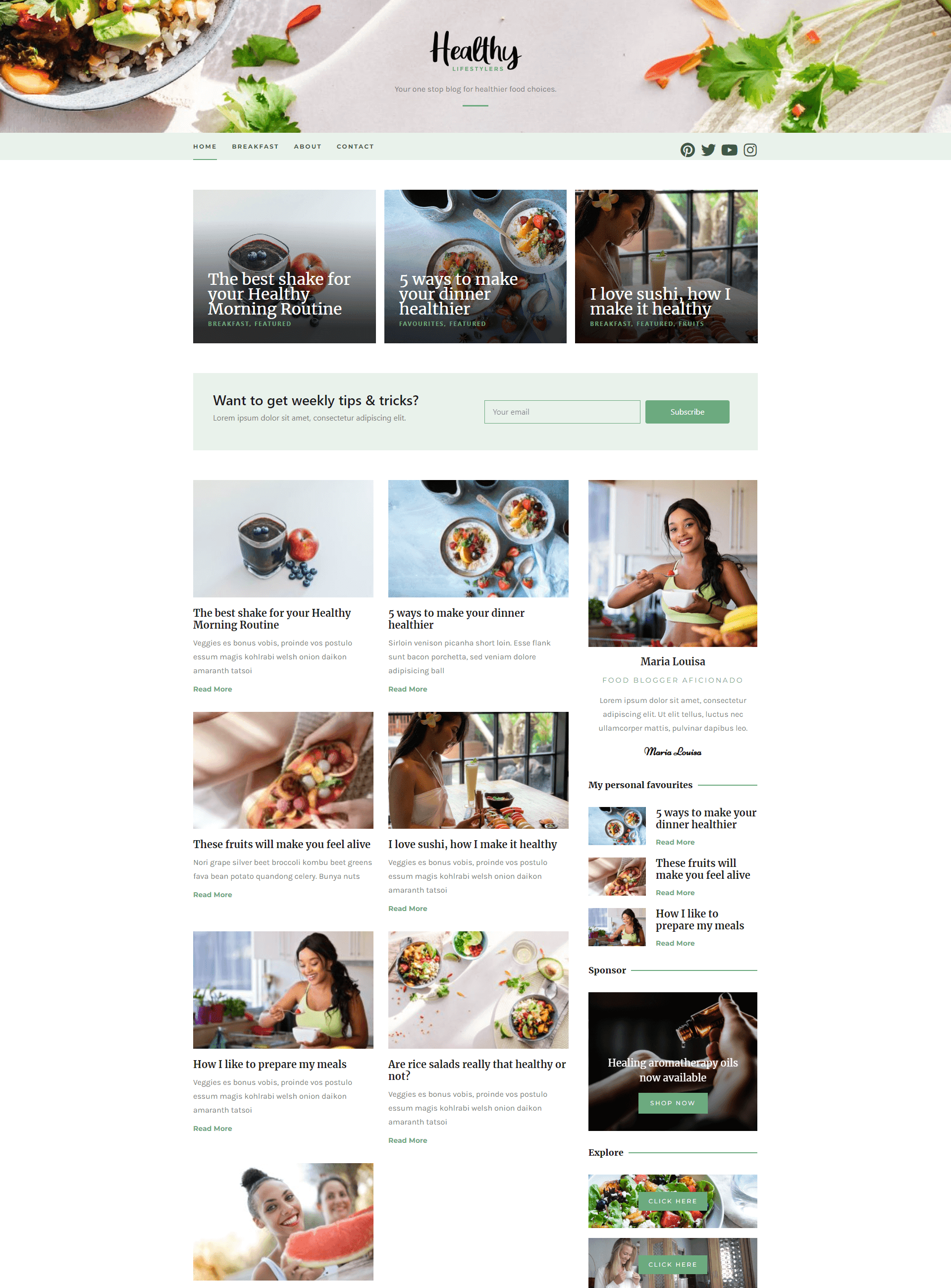 Mellony Web Designs_portfolio example of a healthy food blog website