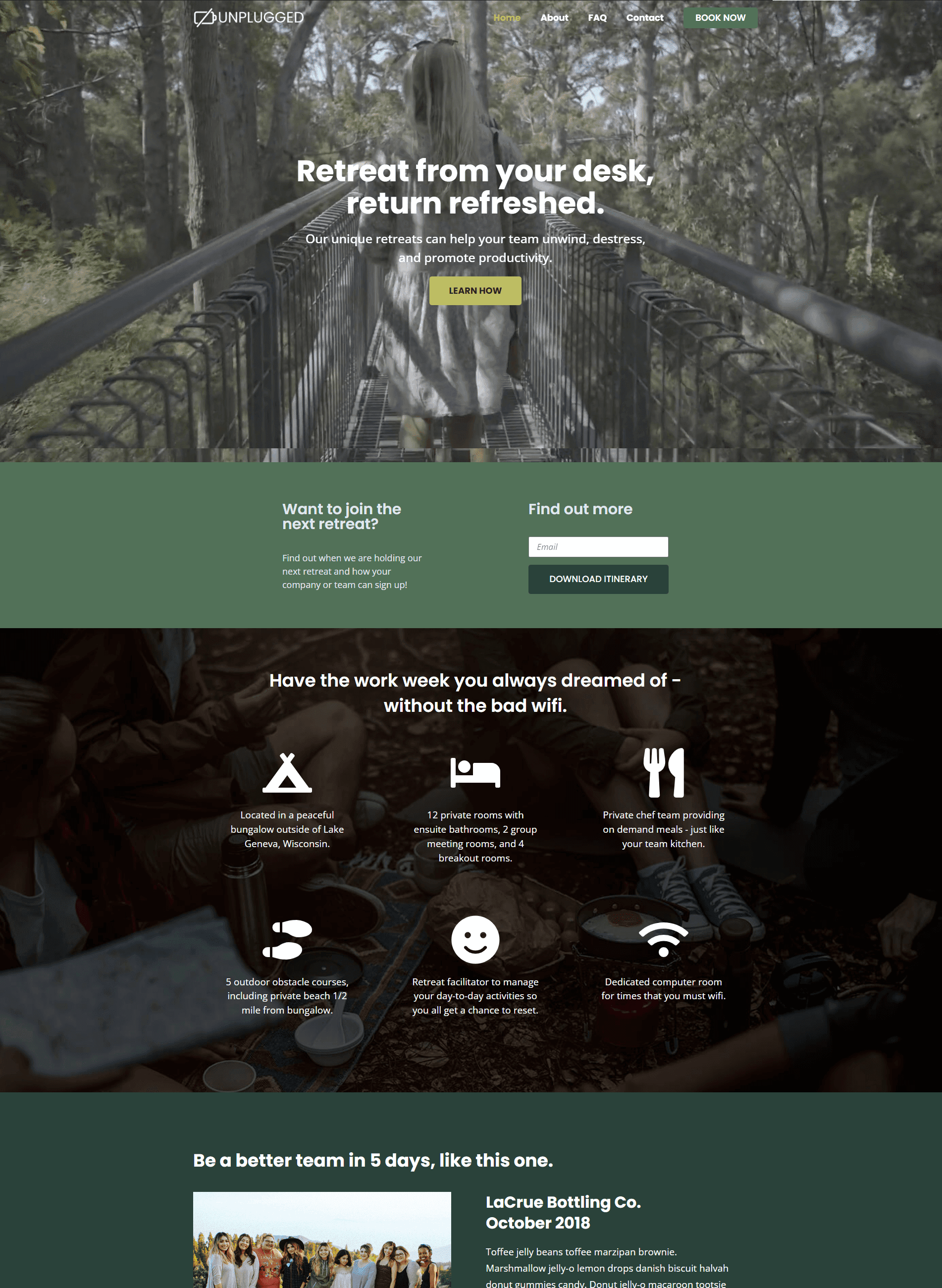 Mellony Web Designs - Portfolio example of a health retreat website